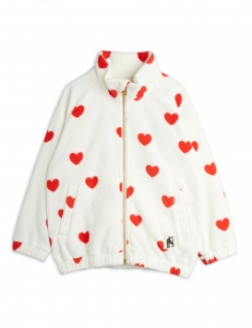 Preview: MINI RODINI Fleece Jacke Hearts - offwhite